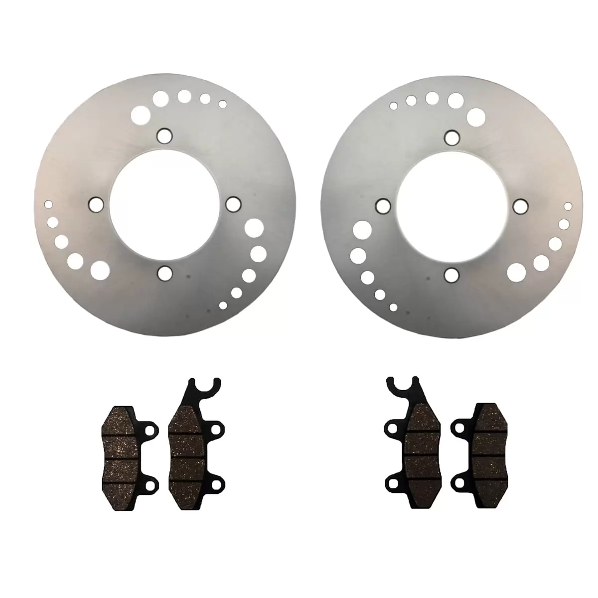 Both Front Disc Brake Rotors & Brake Pads 2006-13 Kawasaki Brute Force 650 4x4i