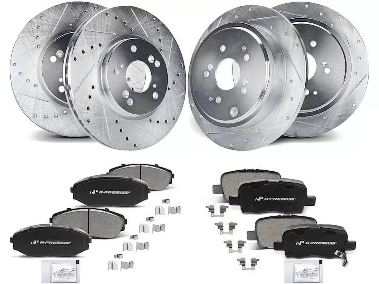 Brake Pad and Rotor Kit 12 - Compatible with 2001 - 2002 Acura MDX 3.5L V6