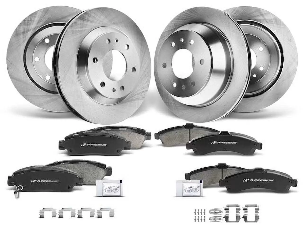 Brake Pad and Rotor Kit 12 - Compatible with 2002 - 2005 Chevy Trailblazer 4.2L 6-Cylinder 2003 2004