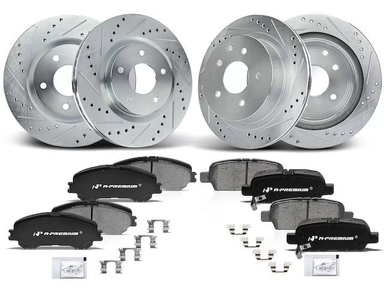 Brake Pad and Rotor Kit 12 - Compatible with 2014 - 2017 Nissan Rogue Sport Utility 4-Door 2015 2016