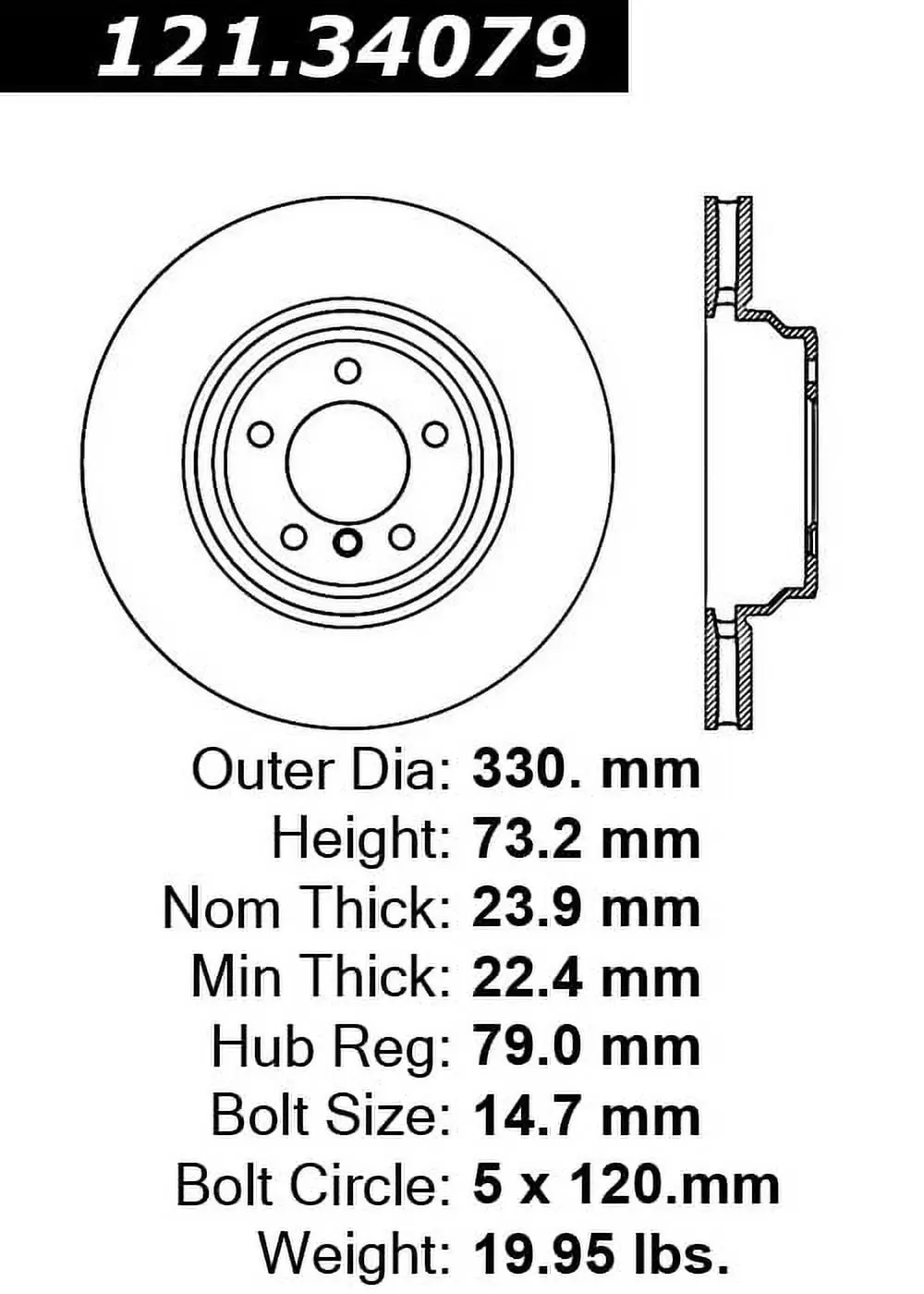 C-Tek Disc Brake Rotor 121.34079 Fits select: 2013-2014 BMW X1. 2006 BMW 330