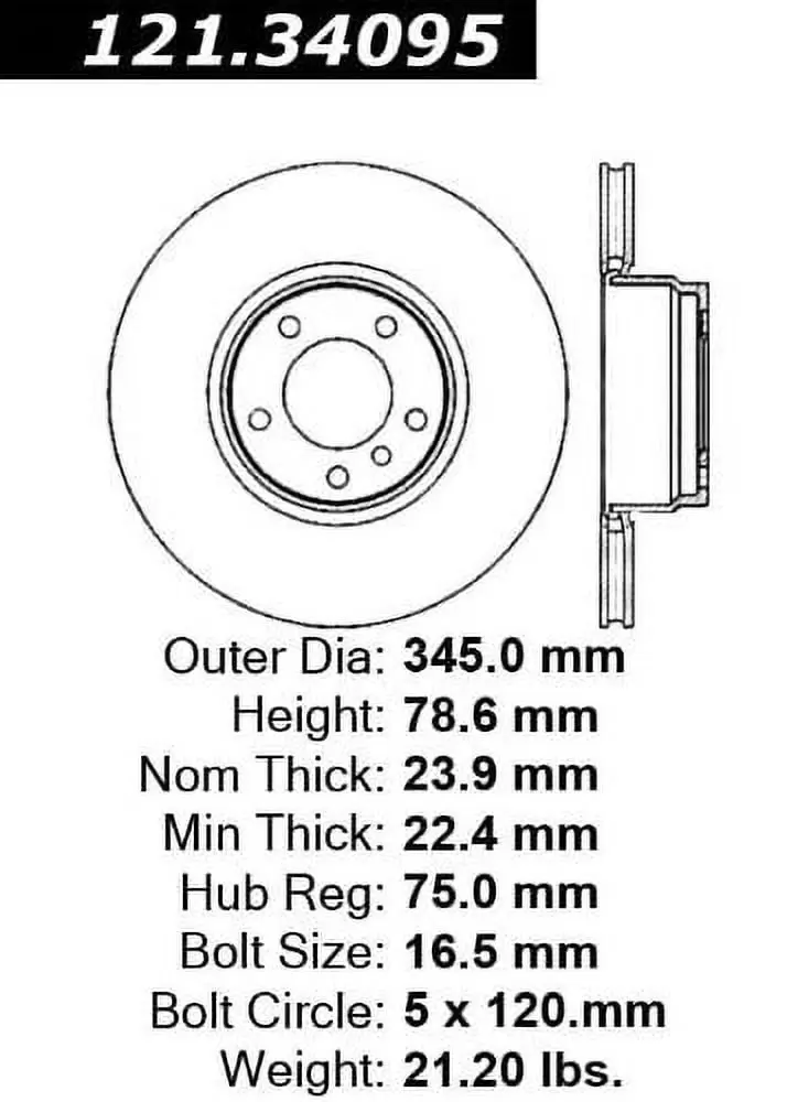 C-Tek Disc Brake Rotor 121.34095 Fits select: 2007-2008 BMW X5 4.8I. 2011-2018 BMW X5 XDRIVE50I