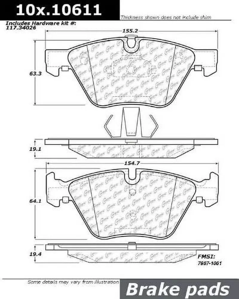 CENTRIC PARTS - METALLIC PADS Fits select: 2008-2013 BMW 128