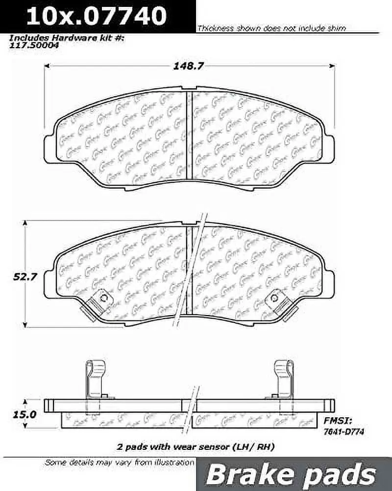 Centric Parts. Inc. 104.07740 Semi-Metallic Brake Pads