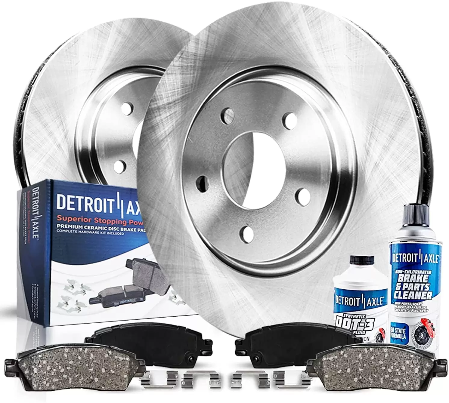 Detroit Axle - 300mm Rear Disc Brake Rotors Ceramic Pads w/Hardware Replacement for 2010 2011 2012 Mercedes-Benz GLK350