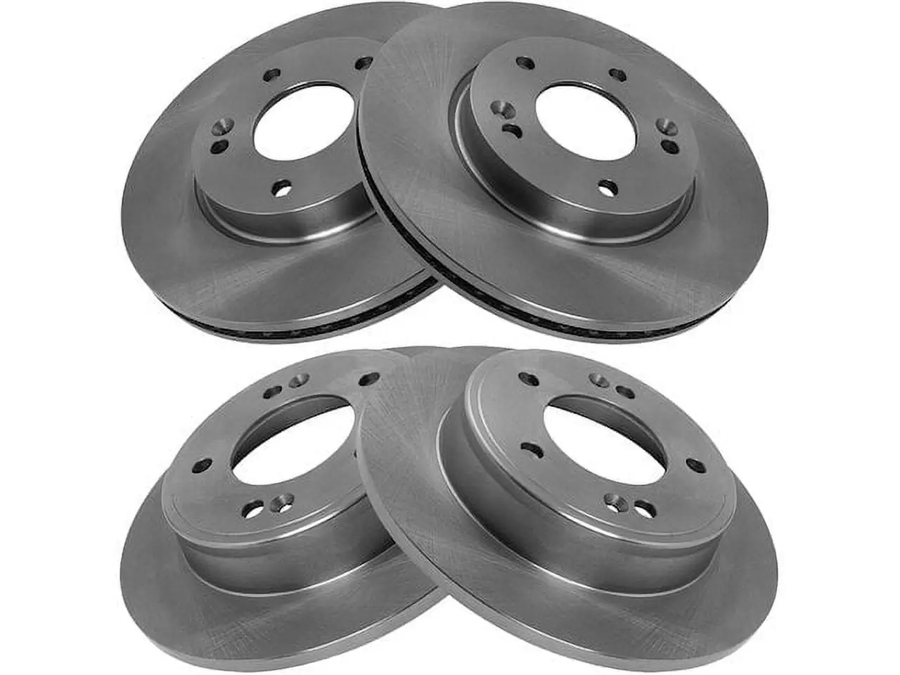 Front and Rear Brake Rotor Kit - 4 Piece - 5 Lug - Vented Front Rotors - Solid Rear Rotors - Compatible with 2011 - 2020 Hyundai Elantra 2012 2013 2014 2015 2016 2017 2018 2019