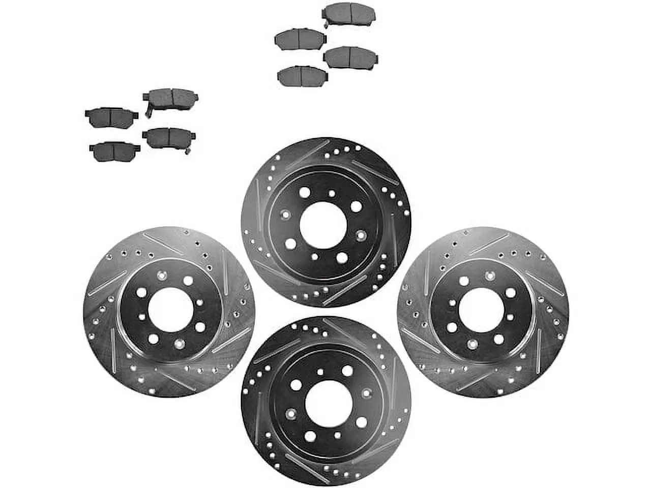 Front and Rear Ceramic Brake Pad and Cross Drilled and Slotted Rotor Kit - G-Coated - Compatible with 1994 - 2001 Acura Integra 1995 1996 1997 1998 1999 2000