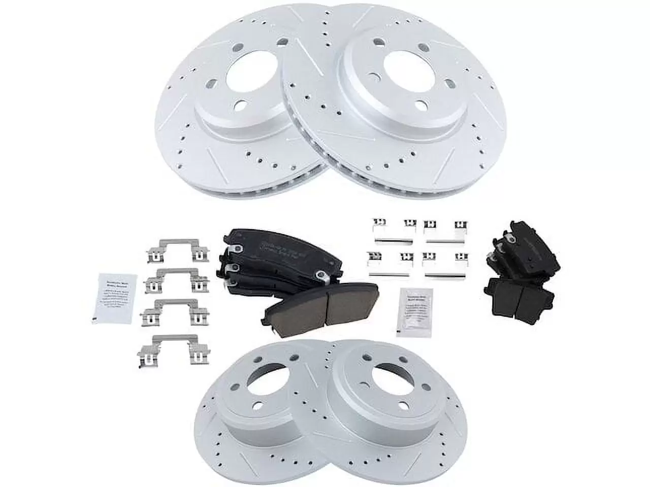 Front and Rear Ceramic Brake Pad and Cross Drilled and Slotted Rotor Kit - Premium G-Coated - Vented Front Rotor - Solid Rear Rotor - 5 Lug - Performance - Compatible with 2006 - 2016 Dodge Charger