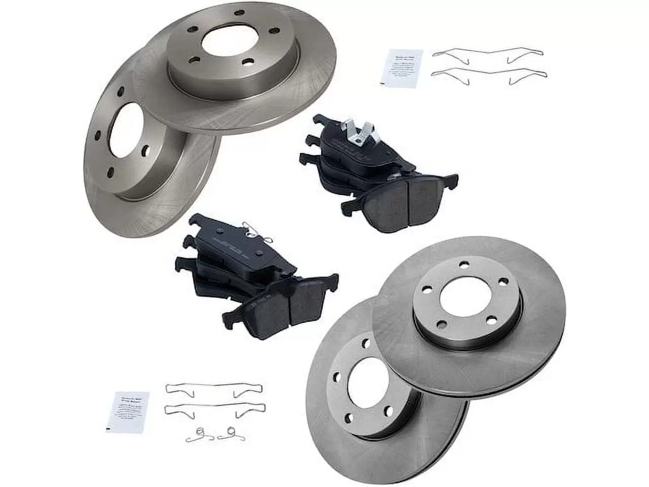 Front and Rear Ceramic Brake Pads and Rotor Kit - 5-Lug - Compatible with 2006 - 2013 Mazda 3 2.0L 4-Cylinder 2007 2008 2009 2010 2011 2012