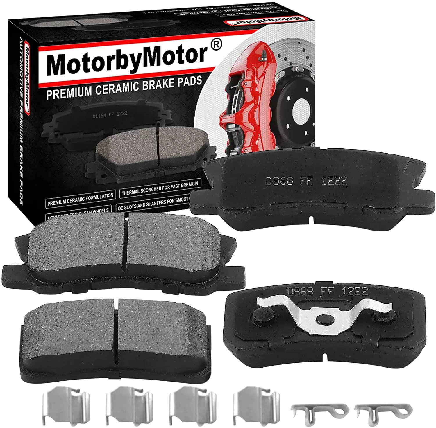 JADODE Rear Ceramic Brake Pads w/Hardware Kits Fits for Chrysler 200 Sebring. Chrysler Avenger Caliber. Jeep Compass Patriot. Mitsubish Endeavor Lancer Montero Outlander RVR Ceramic Low Dust Brake Pad