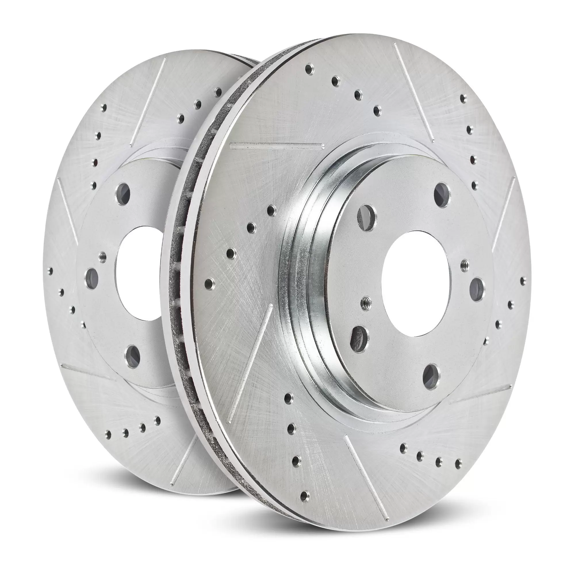 Power Stop Front Pair of Drilled and Slotted Brake Rotors EBR1684XPR