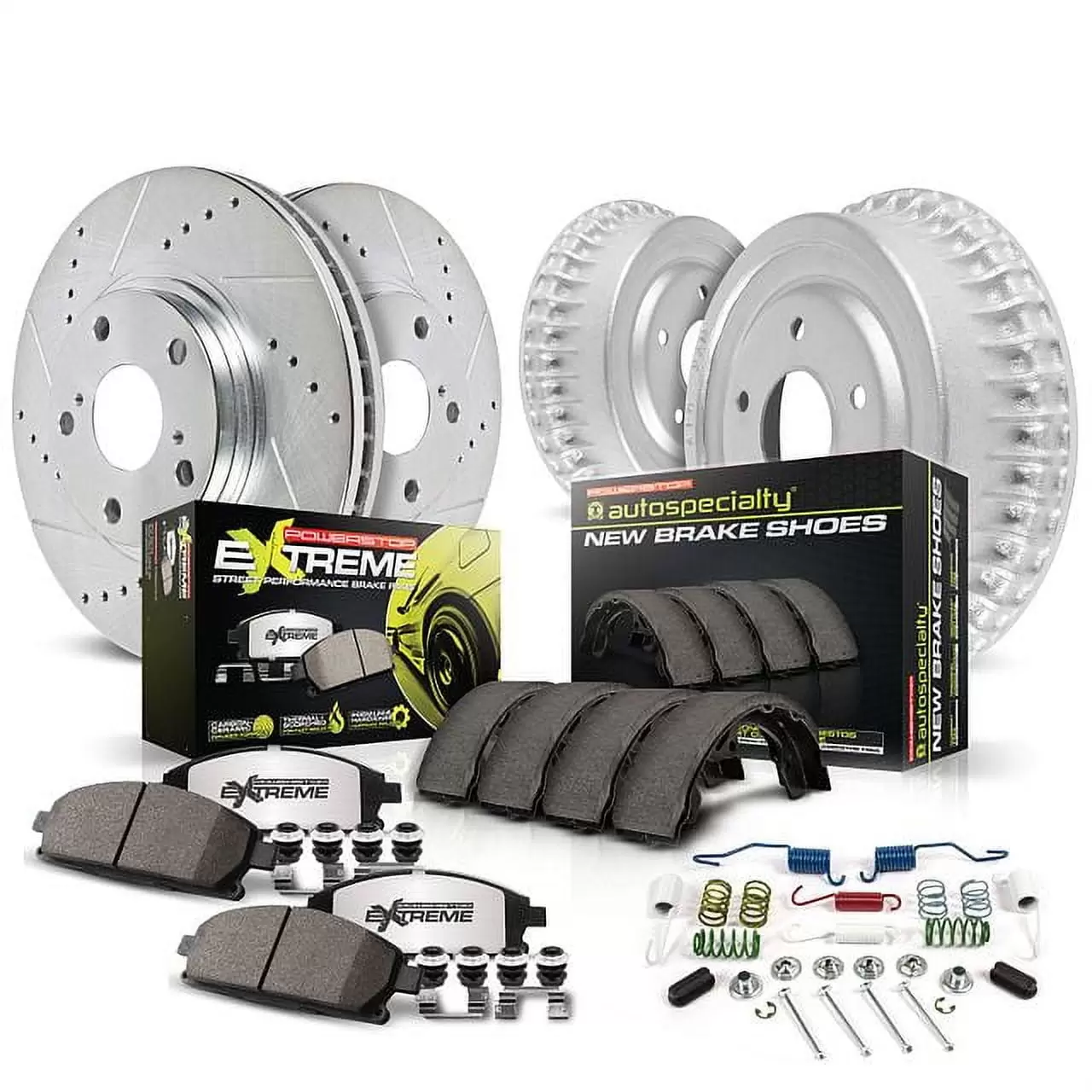 Power Stop Front and Rear Z26 Street Warrior Drum and Shoe Kit K15252DK-26