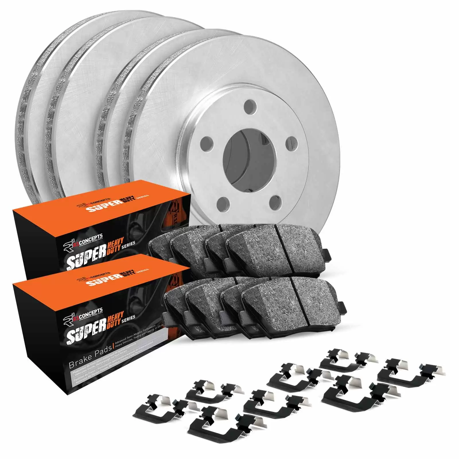 R1 Concepts Front Rear Brakes and Rotors Kit |Front Rear Brake Pads| Brake Rotors and Pads| Super Duty Brake Pads and Rotors| Hardware Kit WFXH2-40030