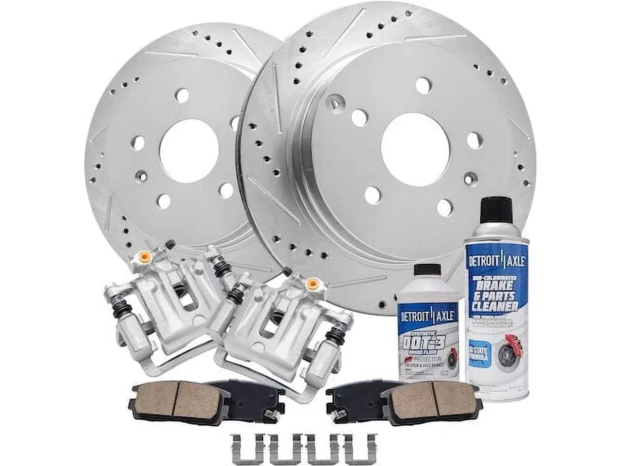 Rear Brake Pad Rotor and Caliper Set - Compatible with 2010 - 2017 Chevy Equinox 2011 2012 2013 2014 2015 2016