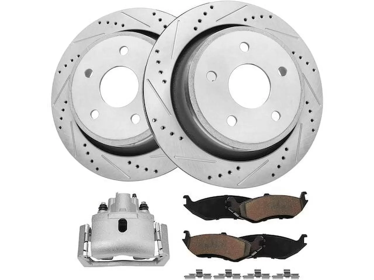 Rear Brake Pad Rotor and Caliper Set - Compatible with 2011 - 2018 Ram 1500 2012 2013 2014 2015 2016 2017