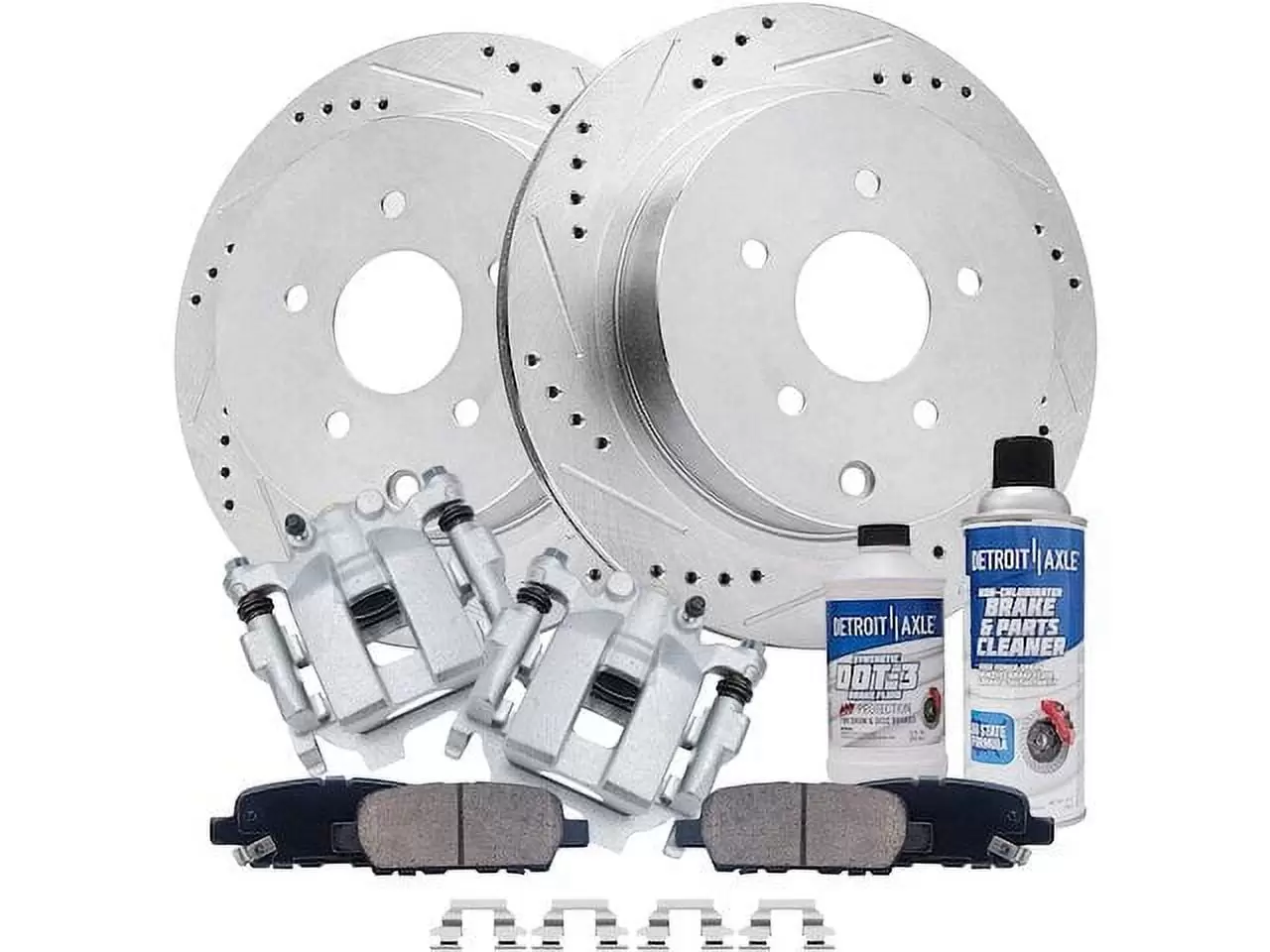 Rear Brake Pad Rotor and Caliper Set - Compatible with 2012 - 2013 INFINITI M35h Base