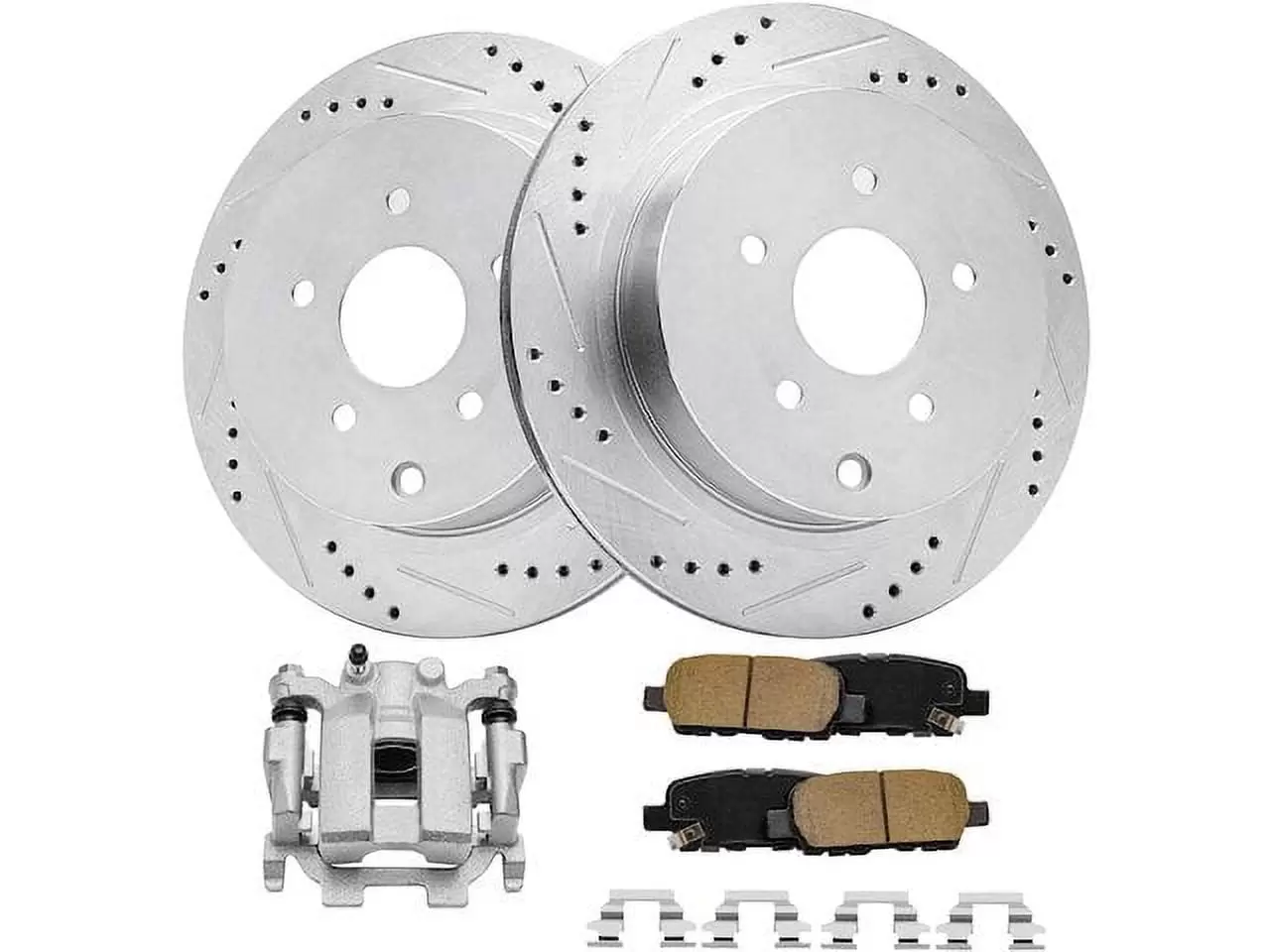 Rear Brake Pad Rotor and Caliper Set - Compatible with 2013 - 2019 Nissan Pathfinder 2014 2015 2016 2017 2018