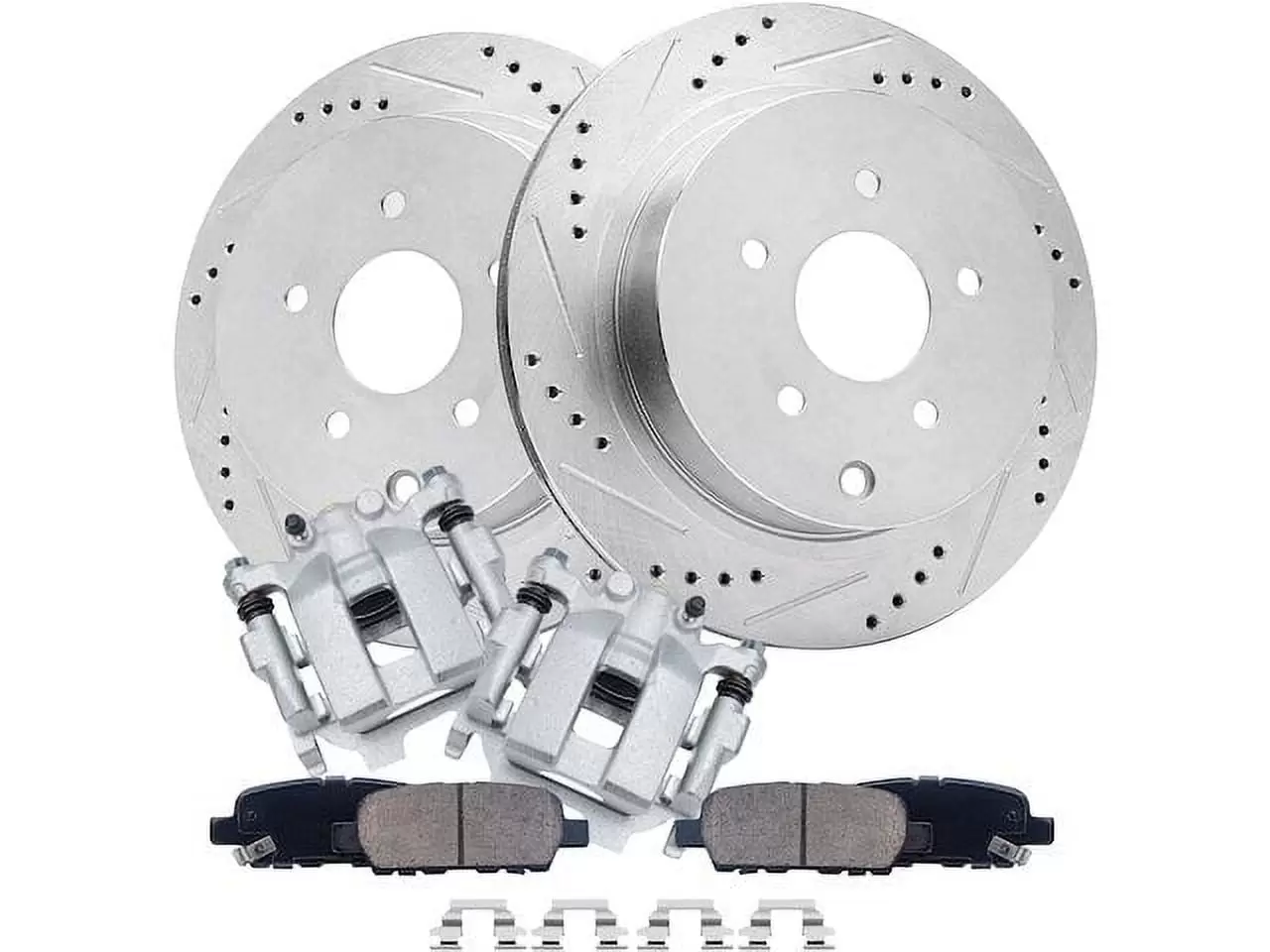 Rear Brake Pad Rotor and Caliper Set - Compatible with 2013 INFINITI JX35 Base