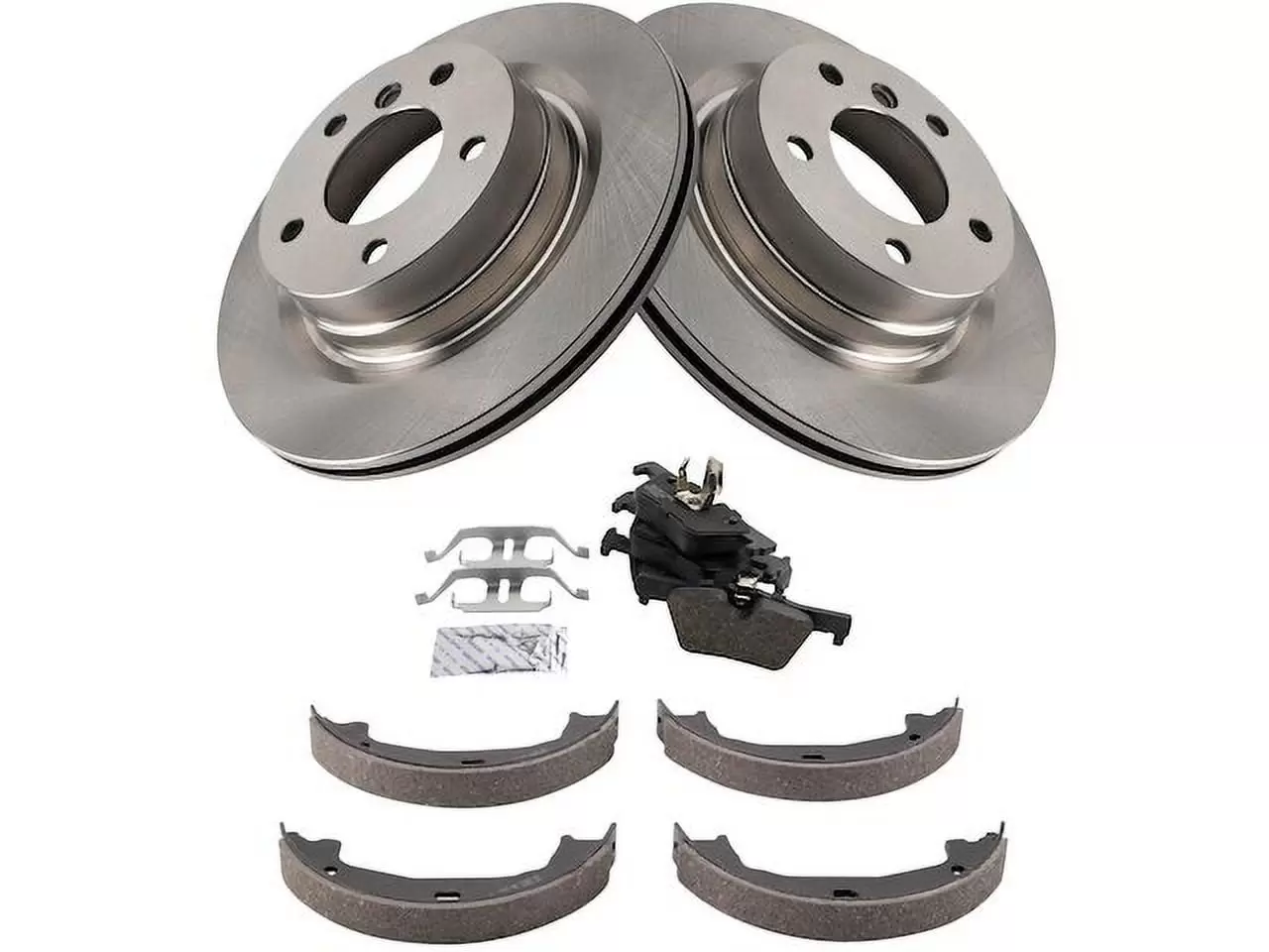 Rear Brake Pad Rotor and Parking Brake Kit 4 Piece - Compatible with 2012 - 2015 BMW 328i 2.0L 4-Cylinder 2013 2014