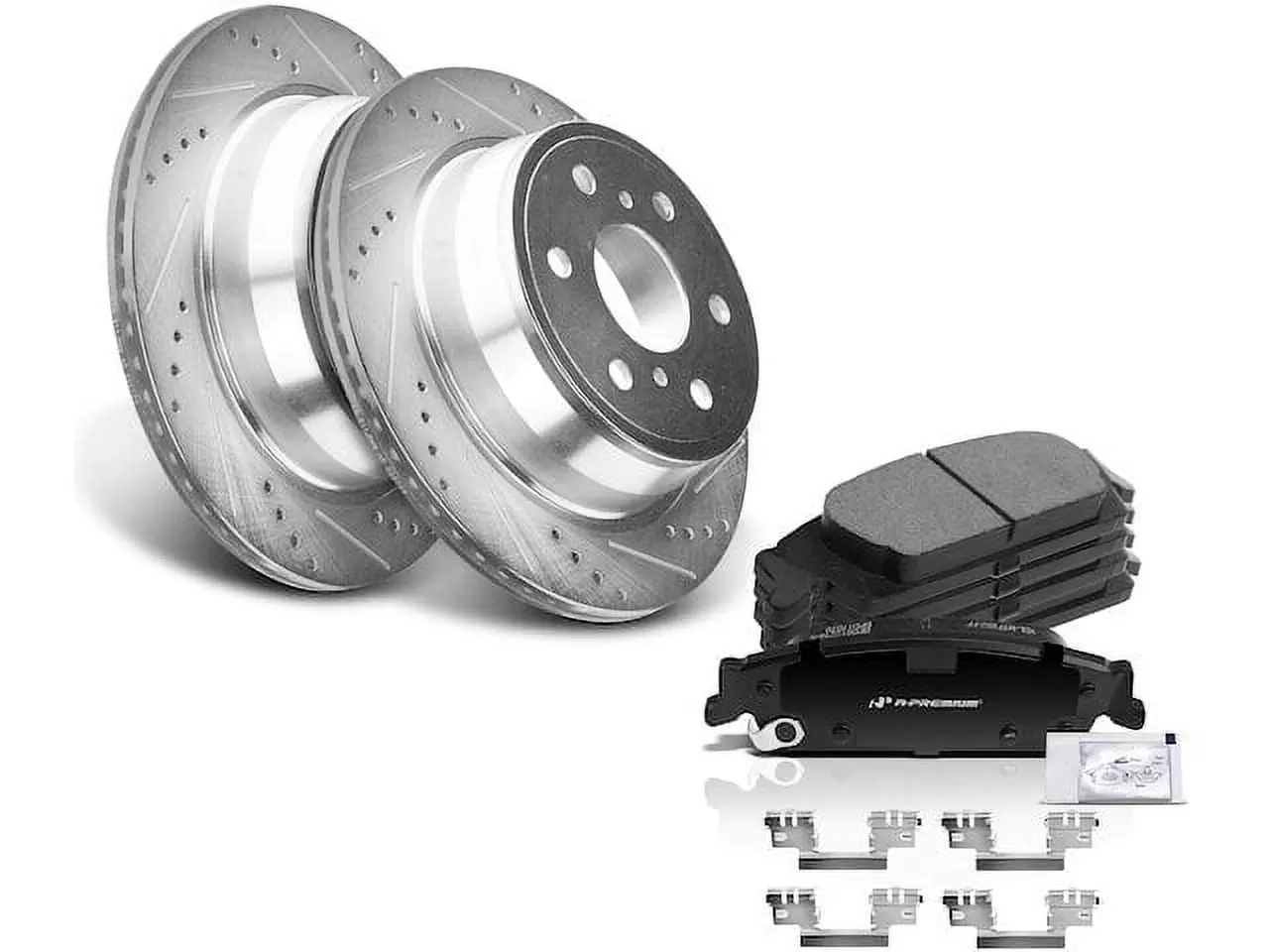 Rear Brake Pad and Rotor Kit 6 - Compatible with 2019 Chevy Silverado 1500 LD 5.3L V8