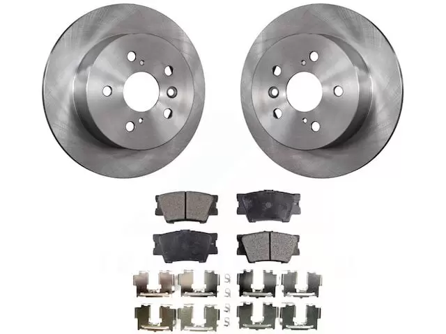 Rear Ceramic Brake Pad and Coated Rotor Kit - Compatible with 2012 - 2017 Toyota Camry 2013 2014 2015 2016