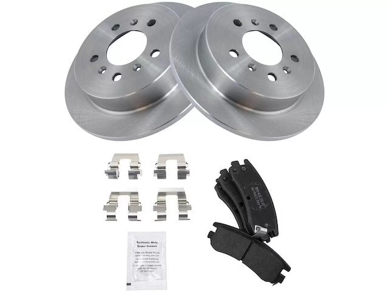 Rear Semi Metallic Brake Pad and Rotor Kit - 5 Lug - Solid Rotors - Compatible with 2006 - 2010 Chevy Impala 2007 2008 2009