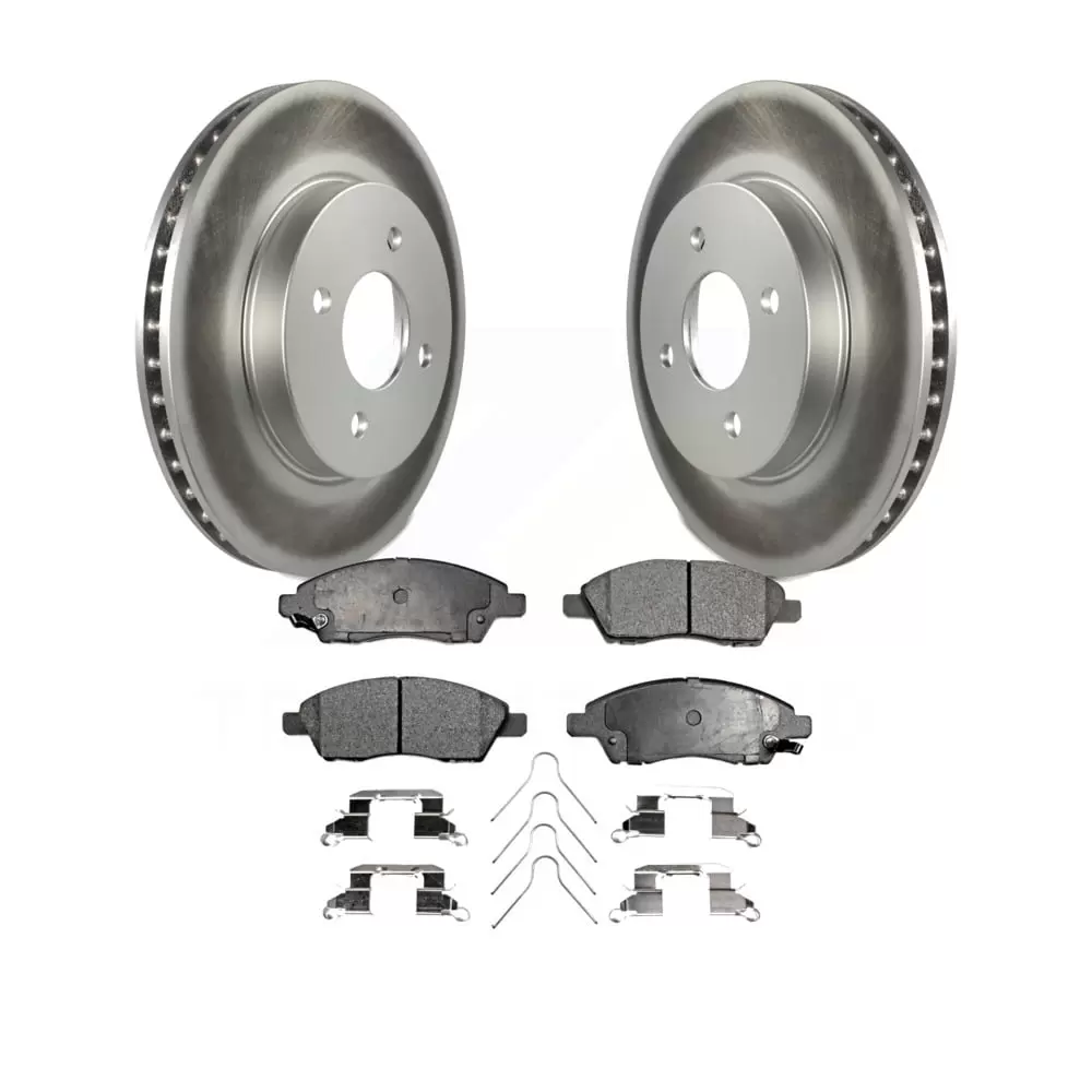 Transit Auto - Front Coated Disc Brake Rotors And Ceramic Pads Kit For Nissan Versa Note Micra KGT-100507