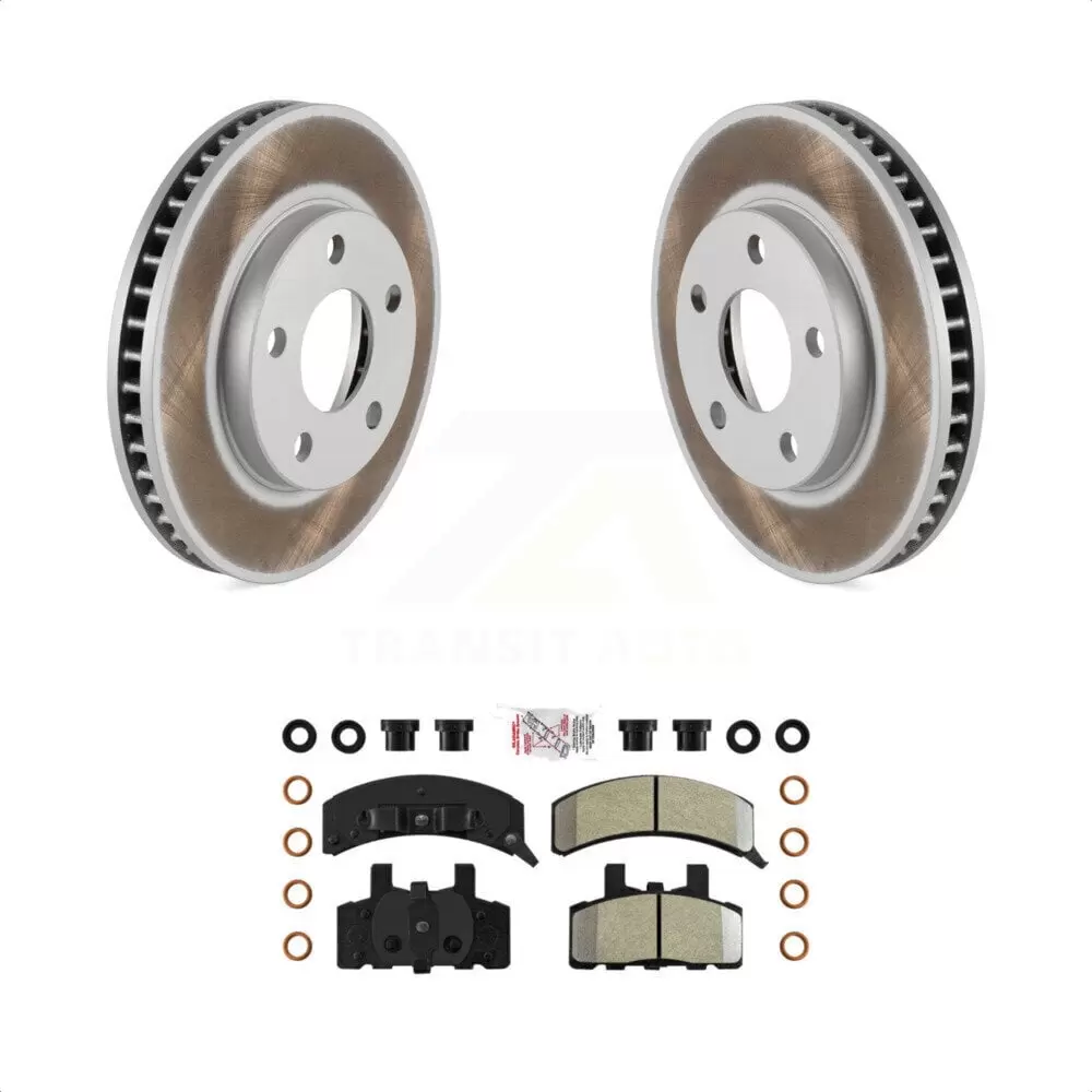 Transit Auto - Front Coated Disc Brake Rotors And Semi-Metallic Pads Kit For Cadillac DeVille Fleetwood 60 Special Commercial Chassis KGA-100666