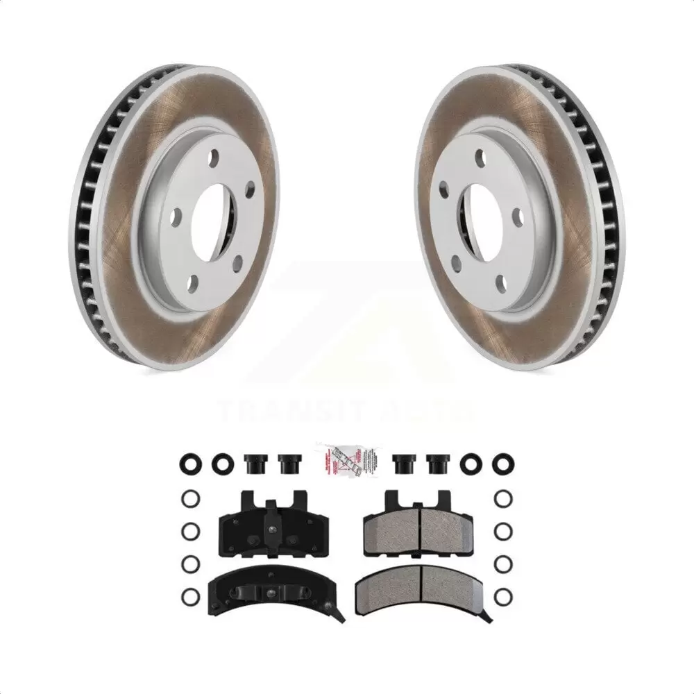 Transit Auto - Front Coated Disc Brake Rotors And Semi-Metallic Pads Kit For Cadillac DeVille Fleetwood 60 Special Commercial Chassis KGA-100667