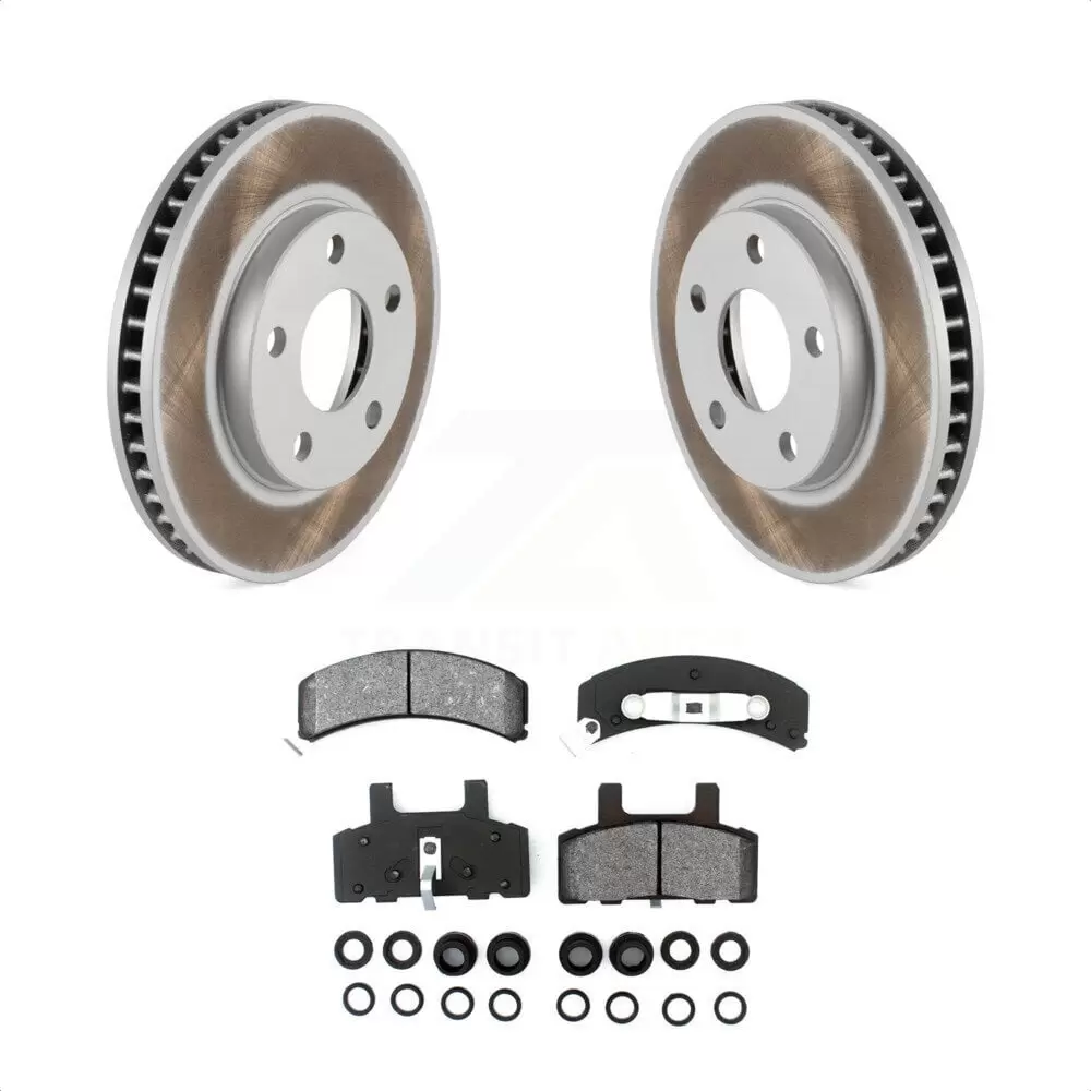 Transit Auto - Front Coated Disc Brake Rotors And Semi-Metallic Pads Kit For Cadillac DeVille Fleetwood 60 Special Commercial Chassis KGS-100004