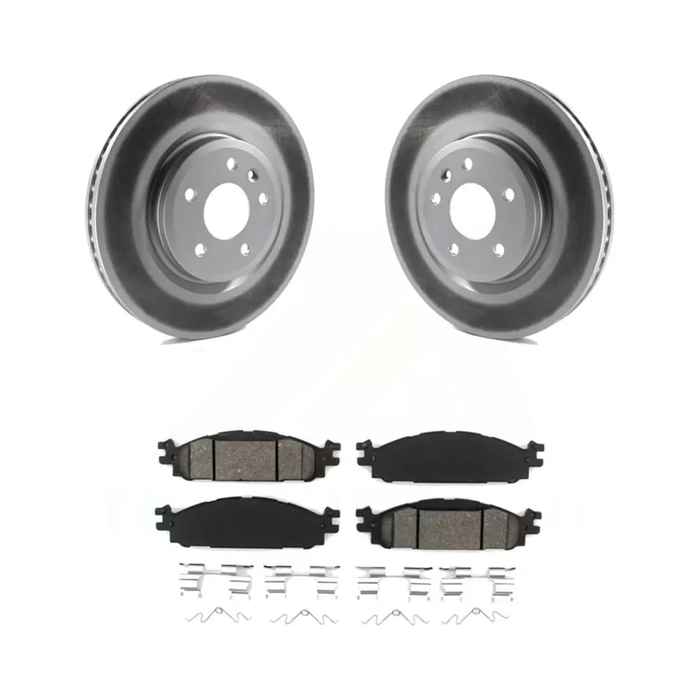 Transit Auto - Front Coated Disc Brake Rotors And Semi-Metallic Pads Kit For Ford Explorer Taurus Flex Lincoln MKT MKS KGS-100114