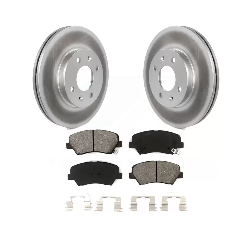 Transit Auto - Front Coated Disc Brake Rotors And Semi-Metallic Pads Kit For Hyundai Accent Kia Rio KGS-100468