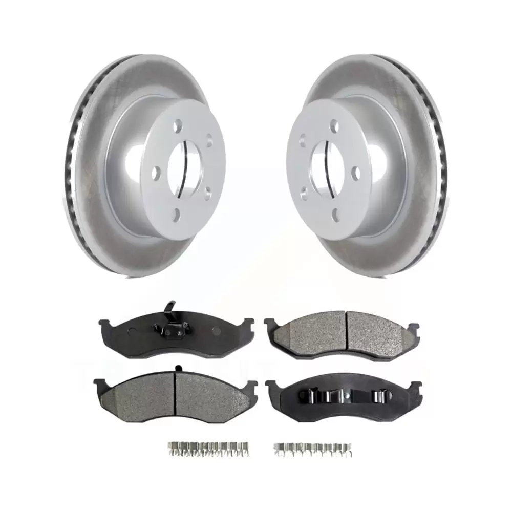 Transit Auto - Front Coated Disc Brake Rotors And Semi-Metallic Pads Kit For Jeep Wrangler Cherokee Grand Wagoneer TJ KGF-100138