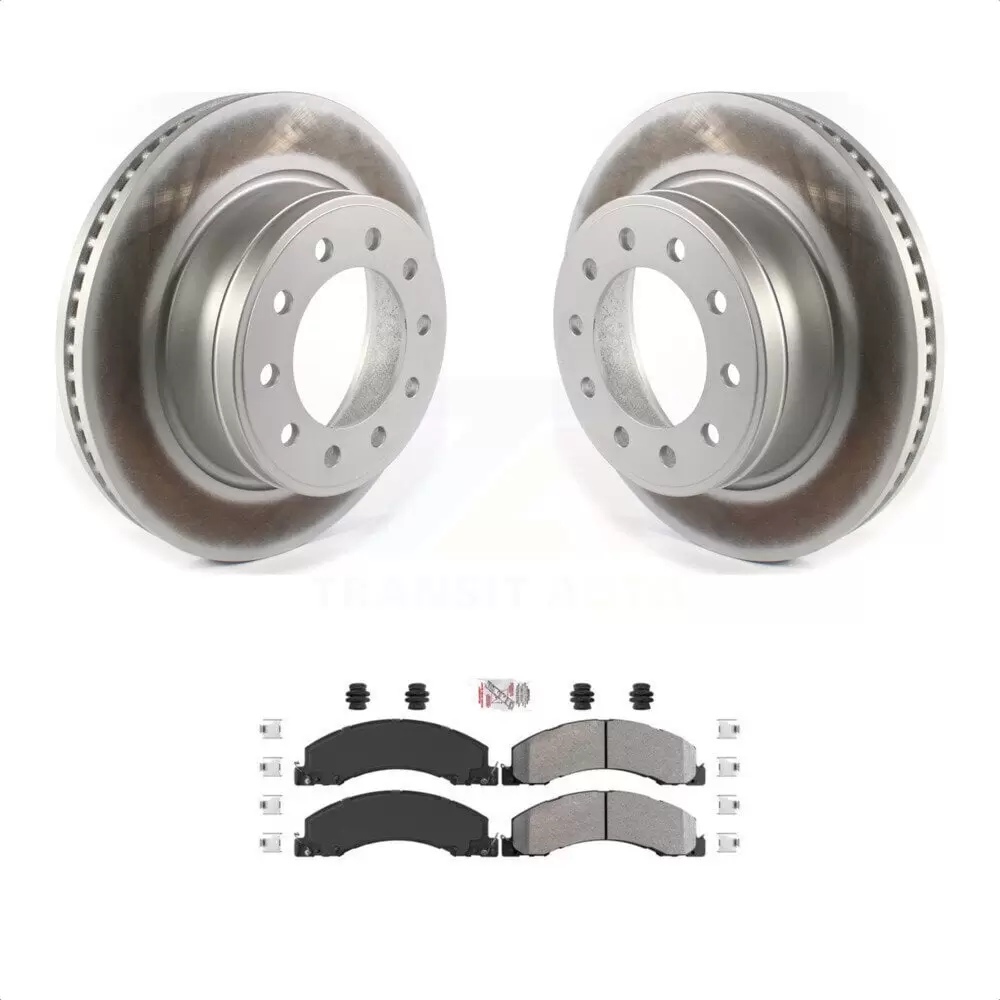 Transit Auto - Front Coated Disc Brake Rotors And Semi-Metallic Pads Kit For Ram 5500 Dodge Sterling Truck 4500 Bullet 45 55 KGA-100278