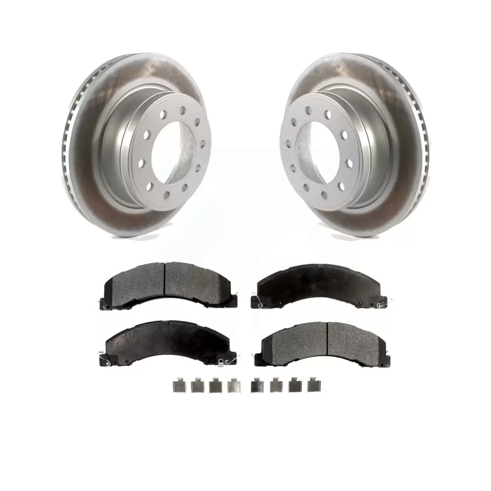 Transit Auto - Front Coated Disc Brake Rotors And Semi-Metallic Pads Kit For Ram 5500 Dodge Sterling Truck 4500 Bullet 45 55 KGF-102179