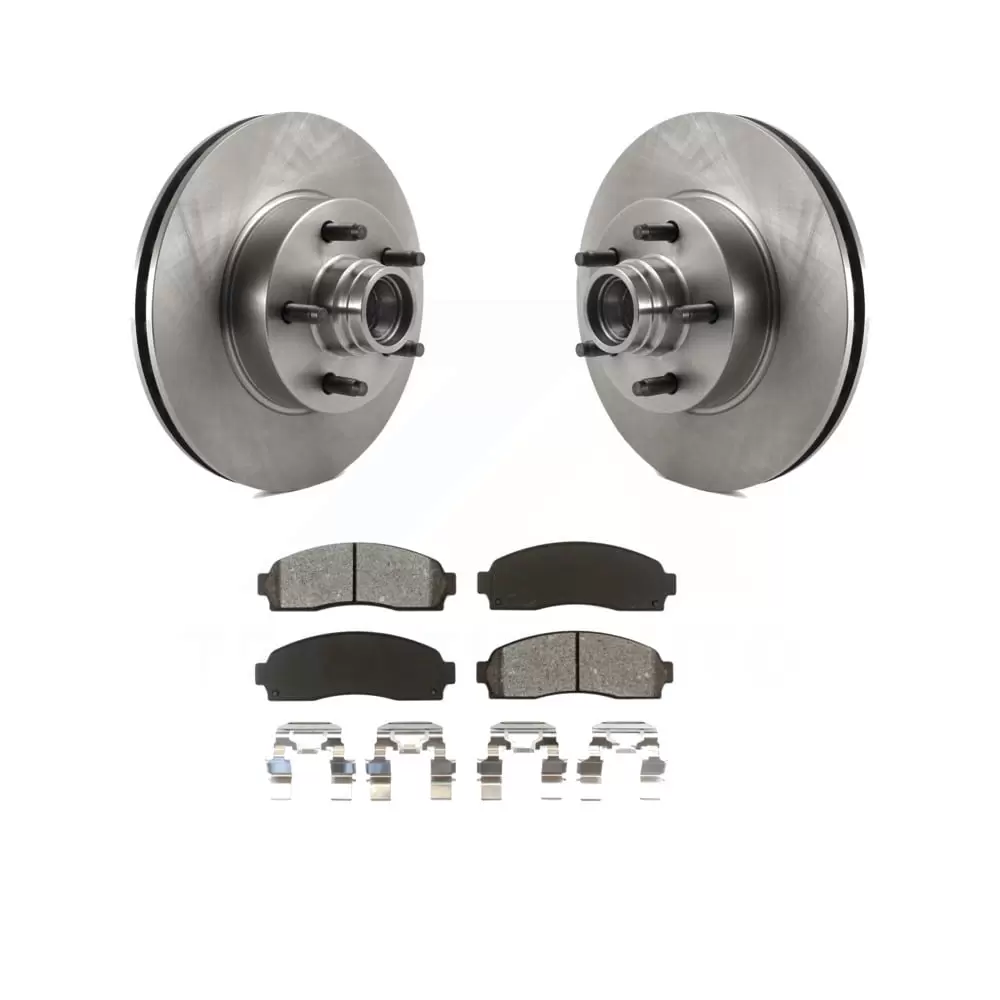 Transit Auto - Front Disc Brake Rotors Hub Assembly And Semi-Metallic Pads Kit For 2010-2011 Ford Ranger RWD K8S-100735