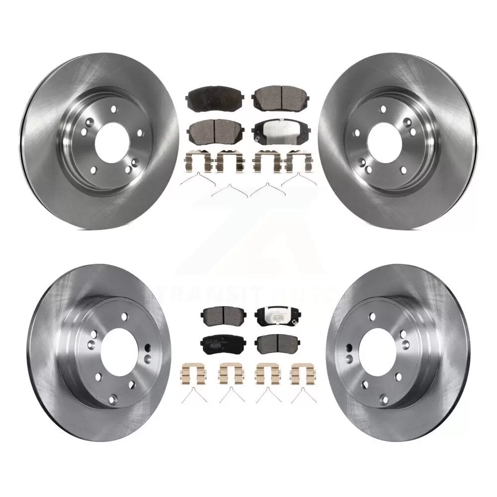 Transit Auto Front Rear Disc Brake Rotors and Ceramic Pads Kit for Car Kia Optima with Manual Parking K8T-102891